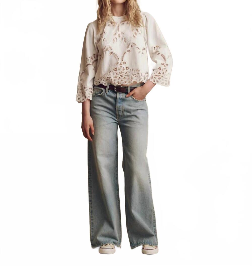NEW THE GREAT. slouch wide leg jean in tidal wash